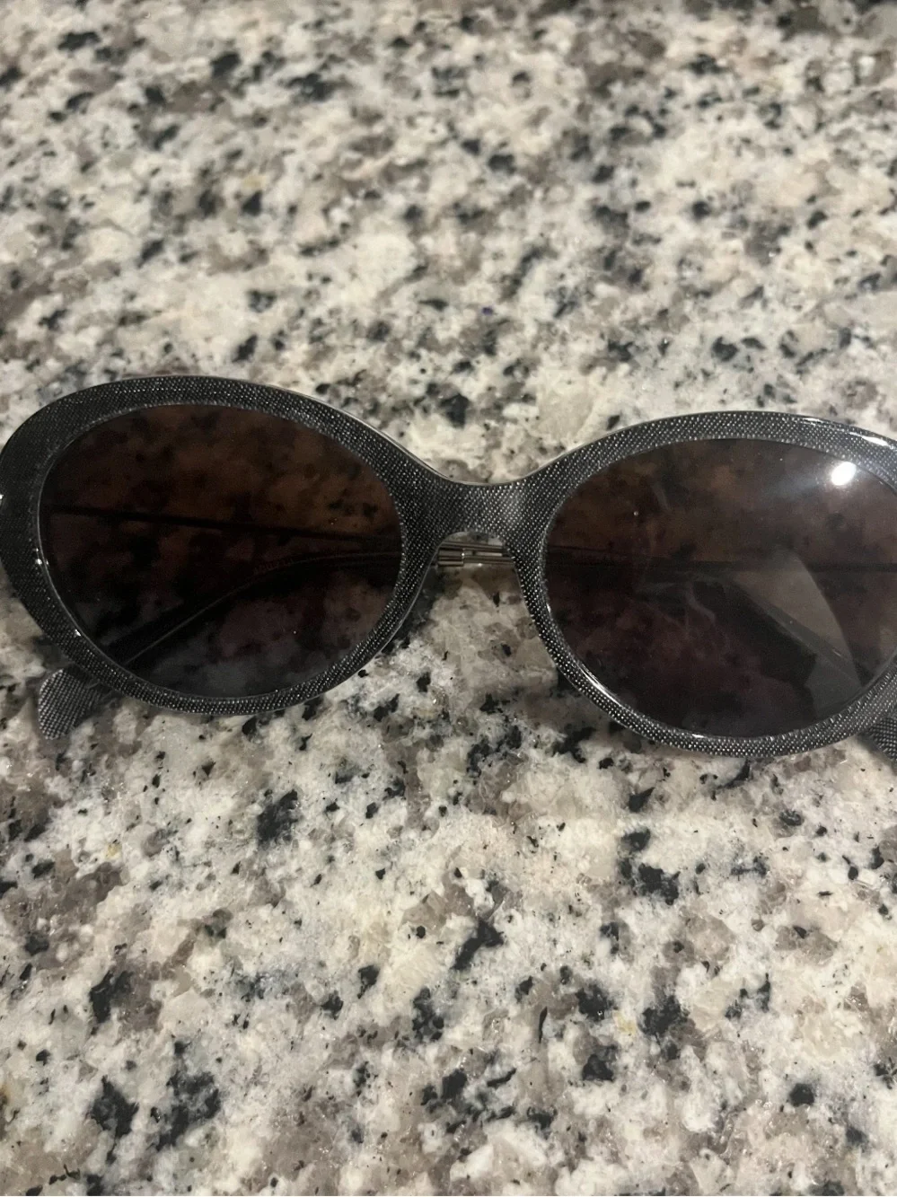 Michael Kors Black Textured Oval Women’s Sunglasses with Brown Lenses